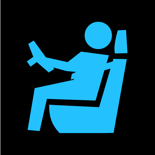 Icon blauer Sitz auf schwarzen Hintergrund