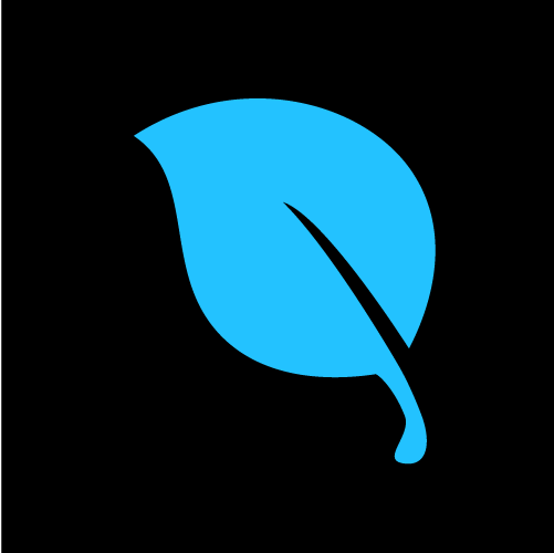 Icon blaues Blatt auf schwarzen Hintergrund