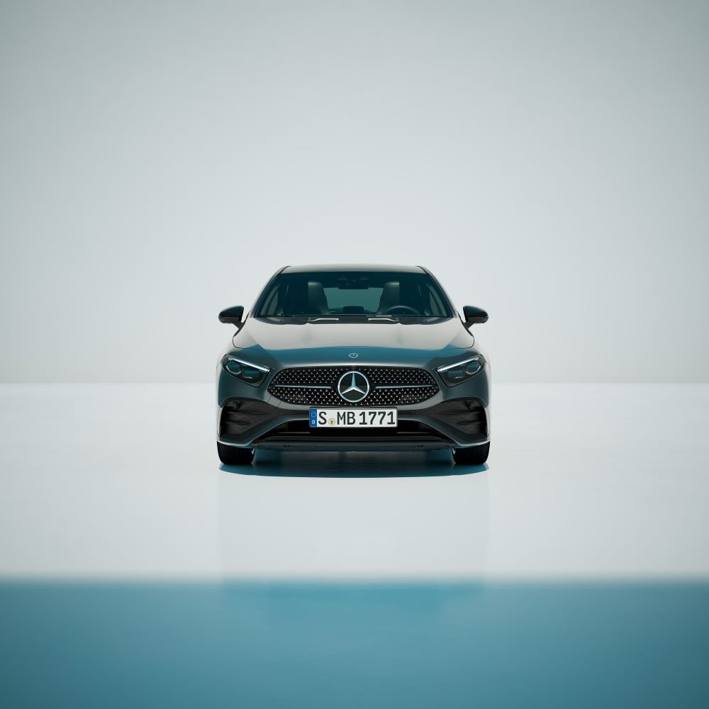 Mercedes-Benz A-Klasse W177 Kompaktlimousine Frontansicht, Mountaingrau metallic