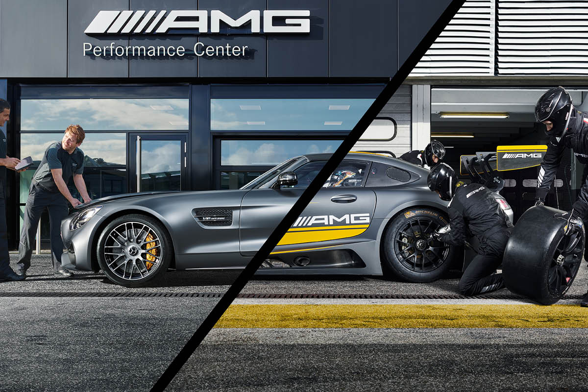 Das Bild zeigt ein AMG Team beil reifen wechseln